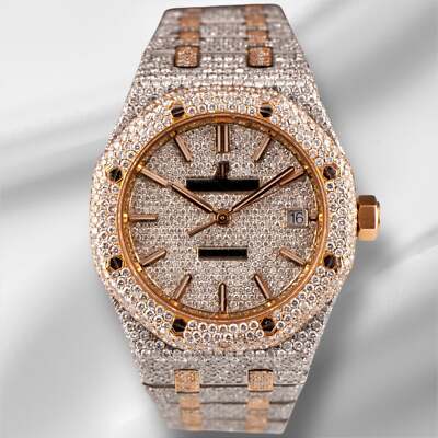 Oak Rose Gold Iced Out Ap Watch Gold Diamond Audemars Piguet Royal