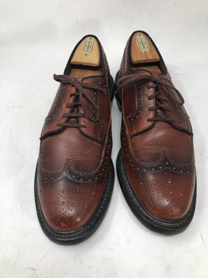 Zapatos de Vestir SEARS Vintage Derby Talla 10M Brogue Puntas de Ala Largas Cuero Marrón Foto 2 de 4