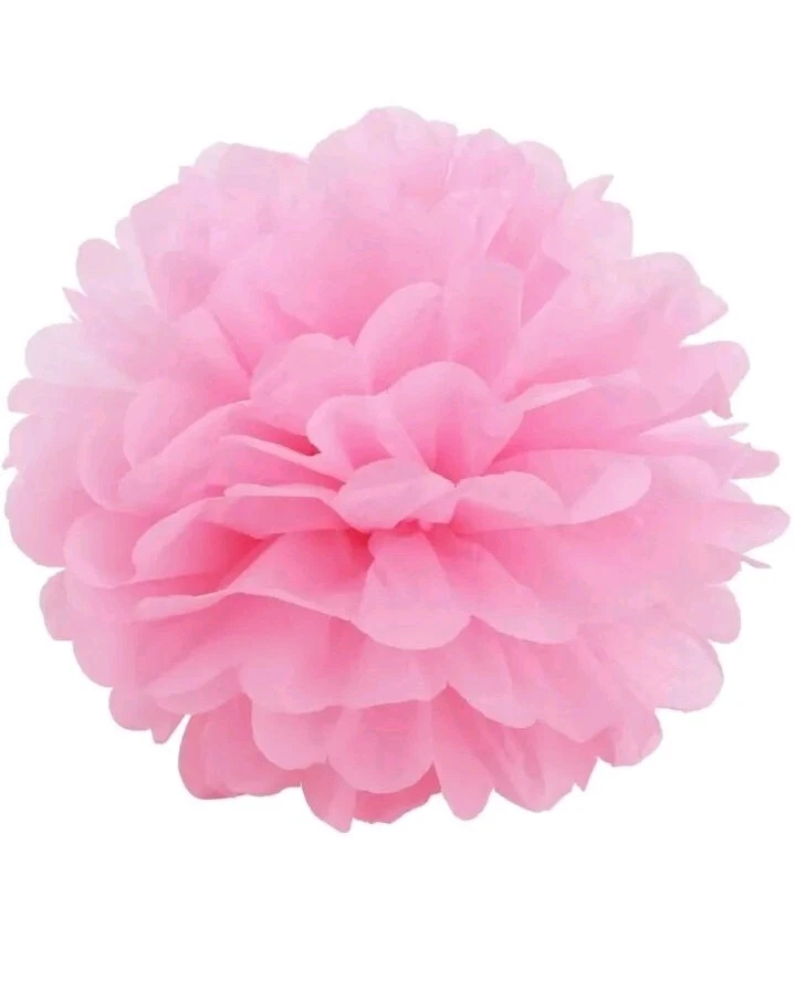 12 piezas pompones de pañuelo de papel rosa decoración de bolas de flores para fiestas  Foto 2 de 4