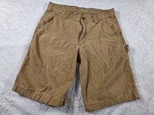 Carhartt Relaxed Fit Shorts 32x10 Tan Carpenter Utility Work Gorp Distressed
