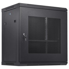 12U Airflow-Optimized Wall Mount Server Rack 15.5in Depth 200lb Locked
