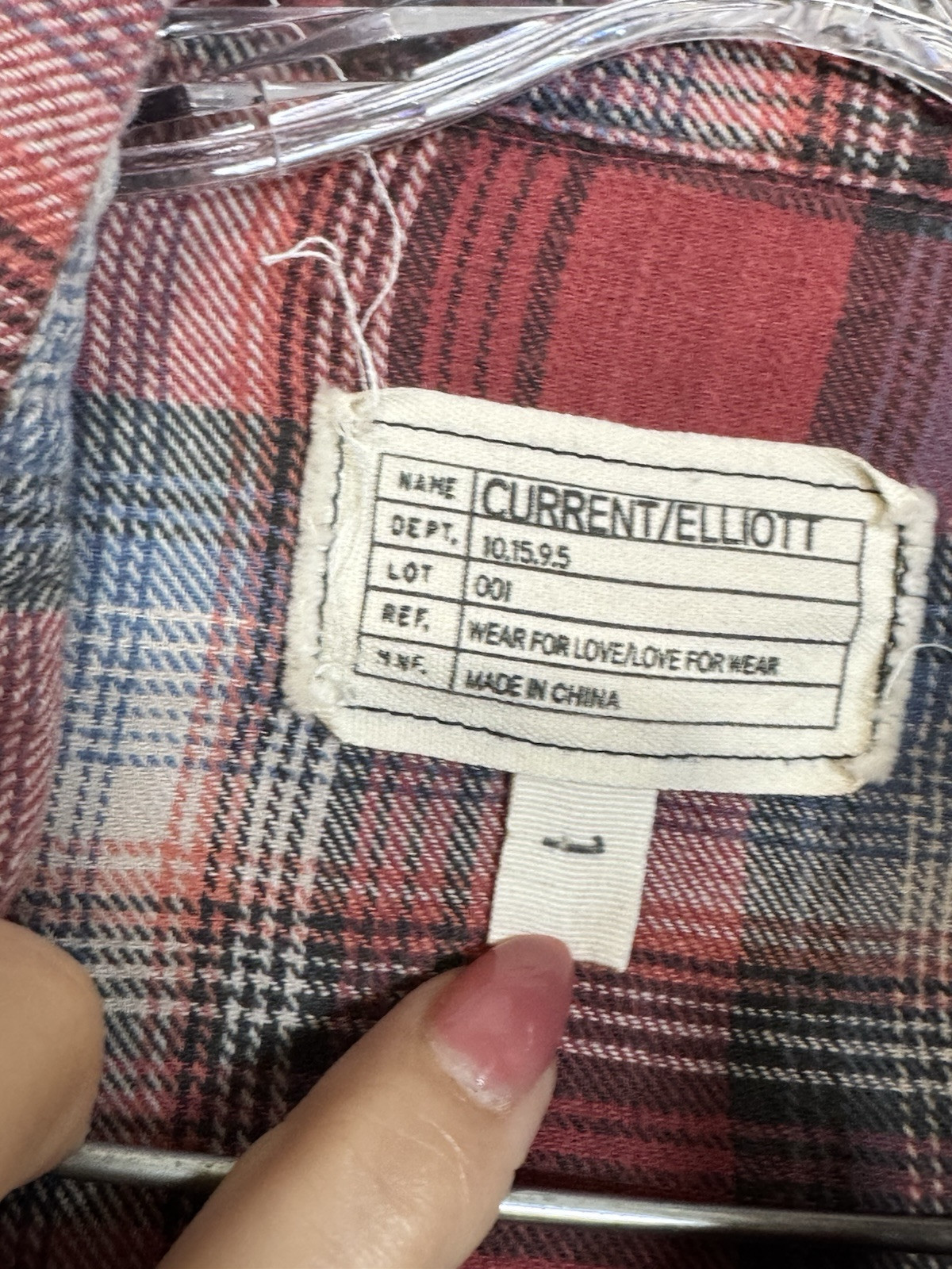 Current/Elliott Muted Red Plaid Button Up Long Sl… - image 2