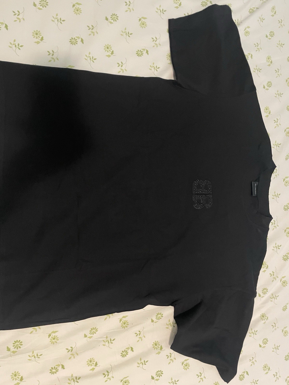 Balenciaga T-shirt uomo nera S oversize manica lunga girocollo tinta unita logo