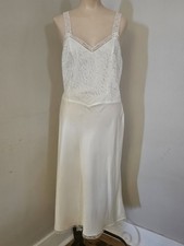 Vtg 60s Nylon Lace Cream Full Slip Nightgown New Old Stock Ro Jene Plus Size