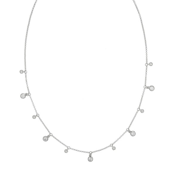Collier 925 Silber Rhodiniert Zirkonia Weiß Damen Halskette Schmuck NEU-image