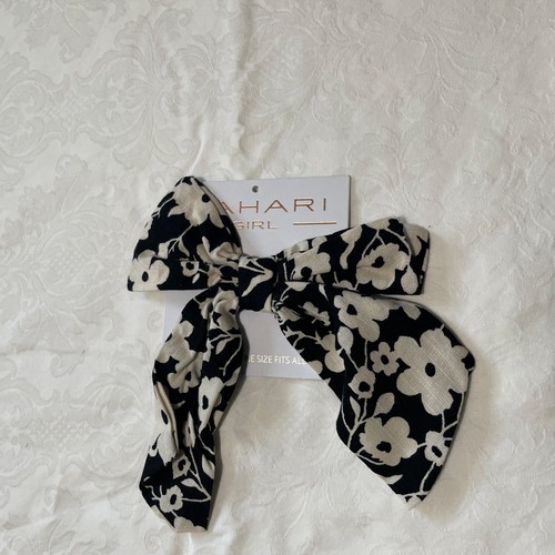 Tahari Girl’s Black And White Floral Linen Pants Set, With Matching Bow, Size 10 - Picture 5 of 5