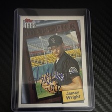 Topps 1994 Jamey Wright #744 Rookie Draft Pick Autographed Baseball Card Rockies
