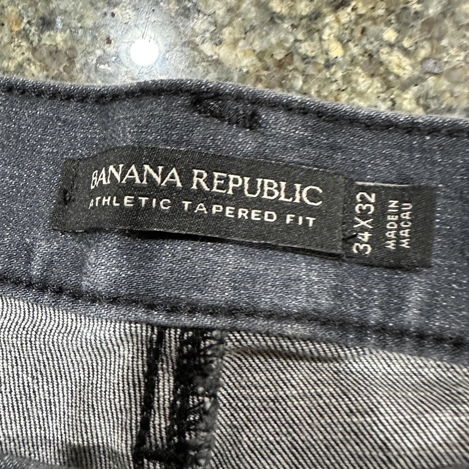 Pantalones de mezclilla Banana Republic para hombre 34x32 gris atléticos calce cónico enganches Foto 4 de 4