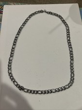 30  Men's Stainless Steel 7cm Silver Figaro Link Chain Necklace