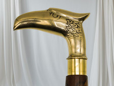 Vintage Solid Brass Eagle Head Walking Cane Rare Collector Gentleman Cane An
