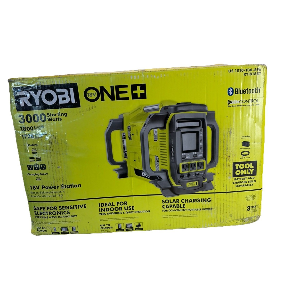 RYOBI ONE+ 18 Volt Power Station 3000 Starting Watts RYi818BT TOOL