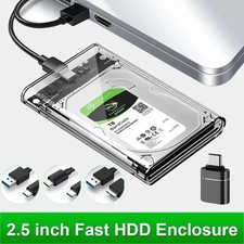 Clear USB 3.0 SATA III HDD SSD External Enclosure Tool-Free UASP Hard Disk Box