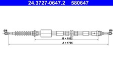 ATE Bremsseil Seilzug Feststellbremse 24.3727-0647.2 für FORD MONDEO B5Y B4Y 3