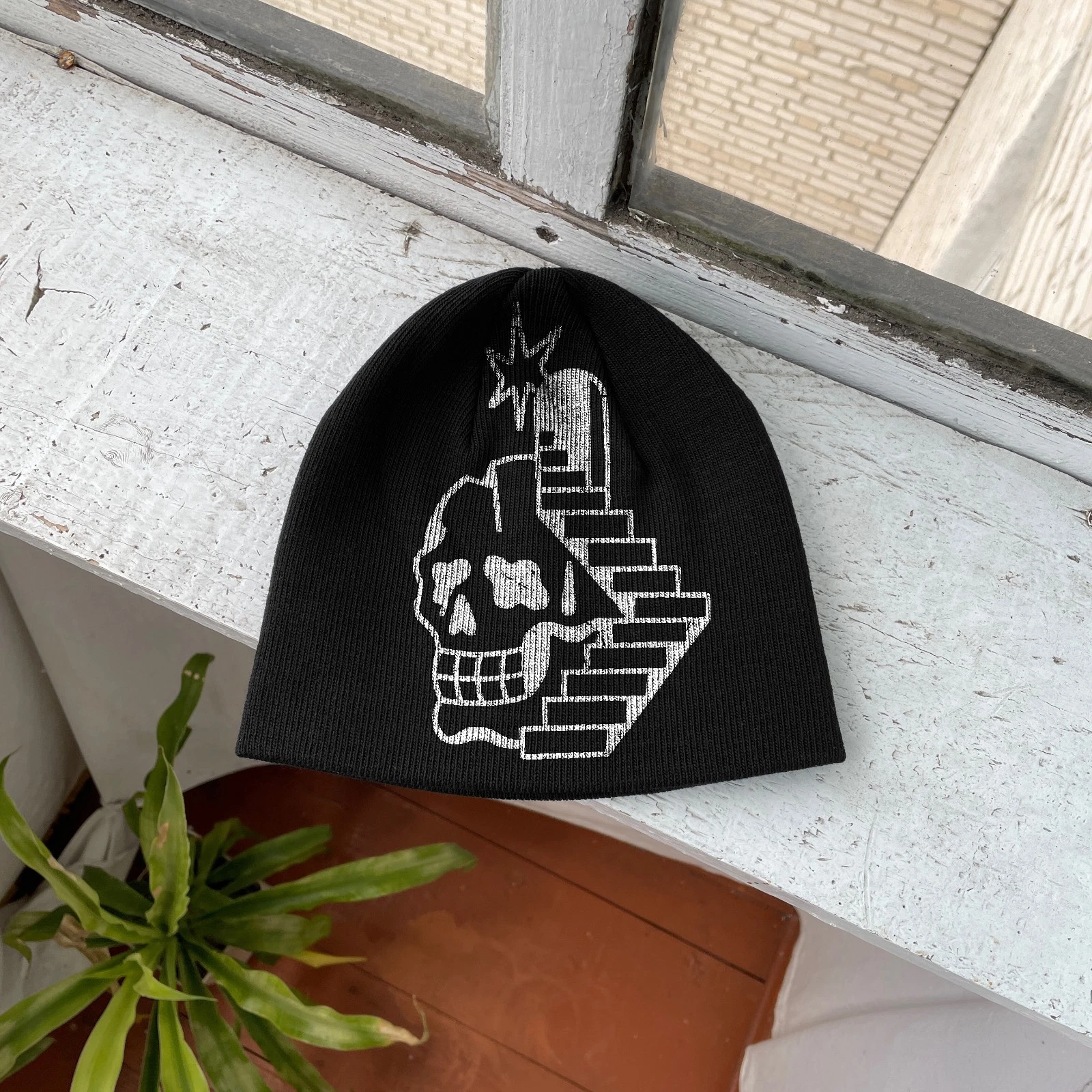 Skull Stairway Beanie Hat Dark Surreal Y2K Streetwear