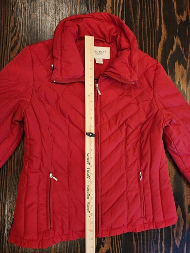 Nine West Separates Quilted Red Womens Large Full Zip Puffer Coat Jacket - Picture 10 of 12