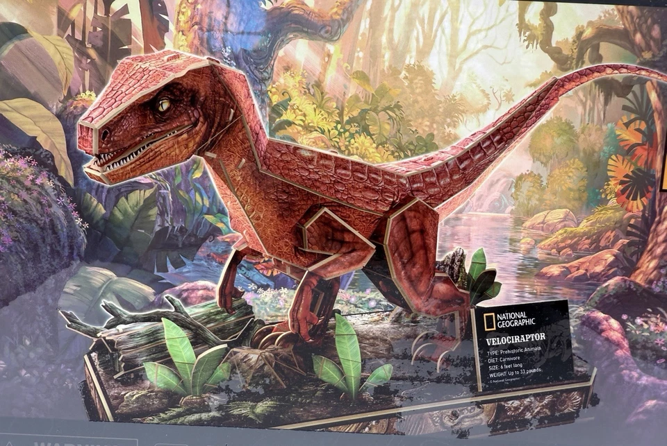 National Geographic Velociraptor Dinosaur 3D Puzzle 63 Pieces, No Tools No Glue - Image 2 of 4