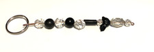 Black Bead Crystal Beaded Purse Handbag Backpack Keychain Decoration Charm 6"