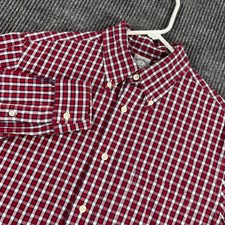 Brooks Brothers 1818 Regent Shirt Mens Medium Red Check Long Sleeve Button Down