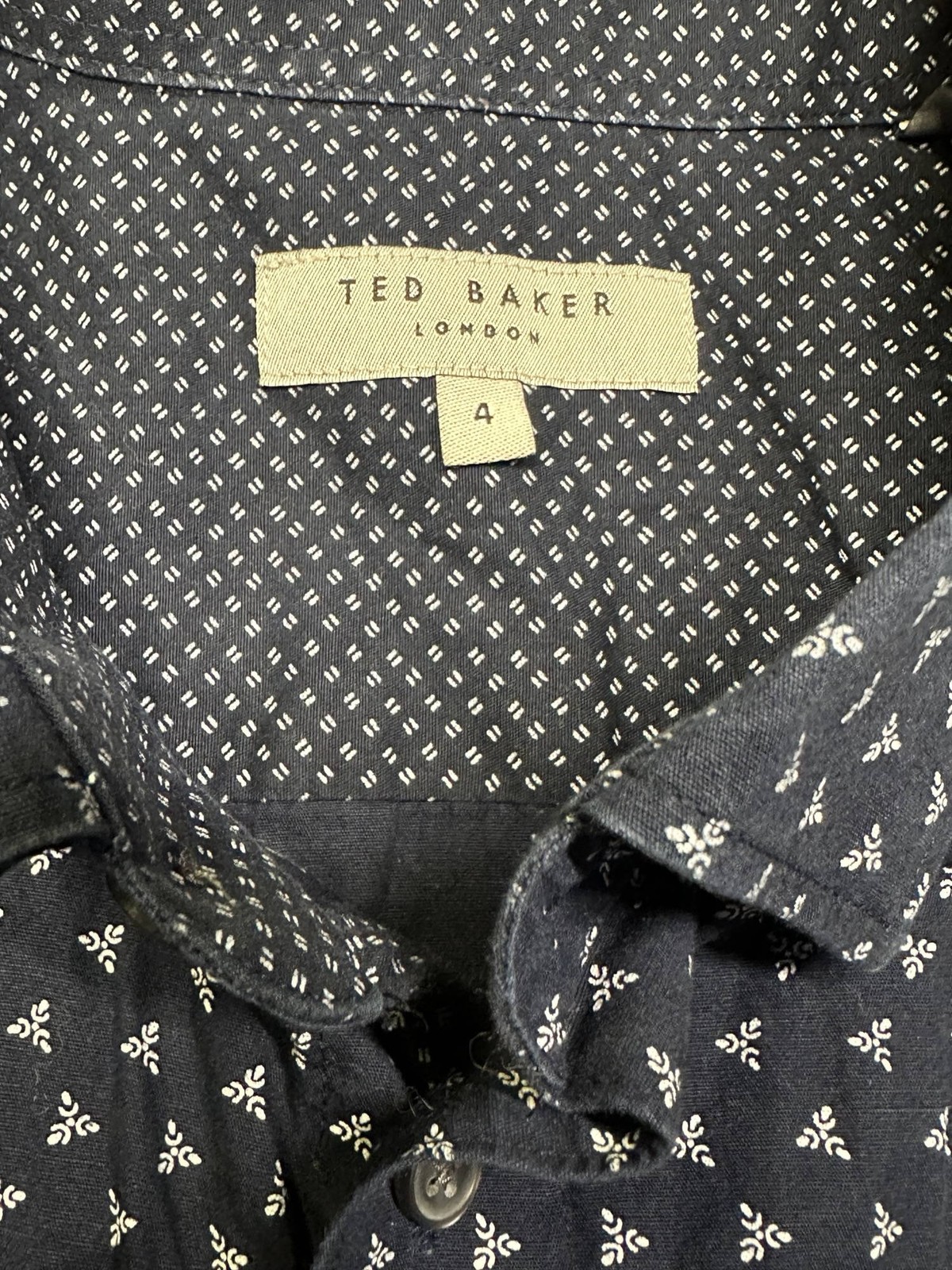 Ted Baker Long Sleeved Patterned Shirt Navy Large image 2
