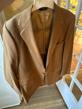 John Alexander Cashmere Wool Brown Blazer 38R Solid Twill 2-Button Notch Vent