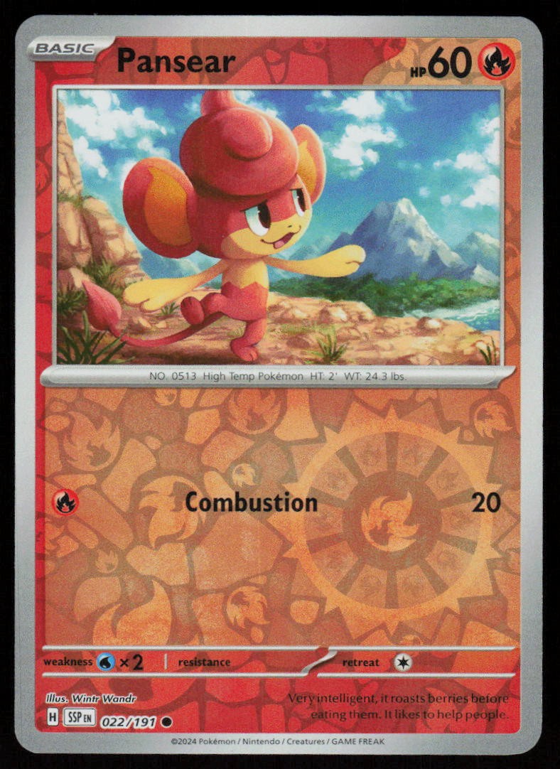 Pansear 022/191 Common Surging Sparks Pokemon Reverse Holo Near Mint
