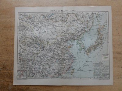 Orig.(1903) Lithographie Landkarte China Korea Japan  (X1H2)