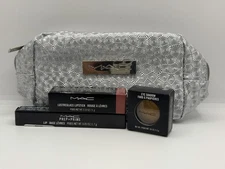 MAC Makeup Bag Cosmetics Lustreglass Lipstick Eye Shadow & Lip Base New Sample