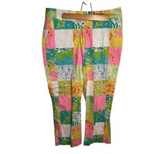 Vintage Lilly Pulitzer Women  s Size 8 Cropped Patchwork Pant Pink Green Nautical