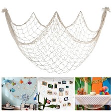 80x40 Inch Fishing Net Decor, 3mm Beige Natural Cotton Large Decorative Fish ...