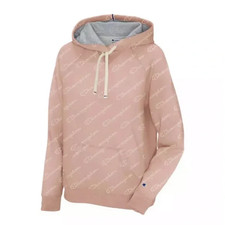 Champion Heritage Fleece Hoodie logo all over print Women's size small pink