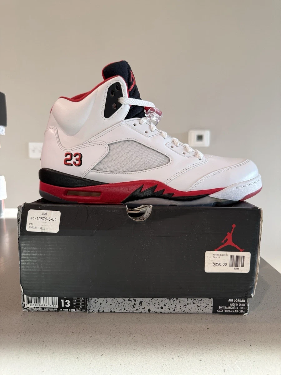 Air Jordan 5 AM White Black Red Men\'s Basketball Shoes Size 13 JORDAN Pre-School 5 Retro  main image 3