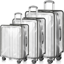 3 Pieces Clear Luggage Cover, PVC Suitcase Cover, Waterproof Dustproof Suitca...