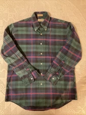 Vintage LL Bean USA Button Plaid Shirt Mens 16.5 - 35 Single Needle Tailoring