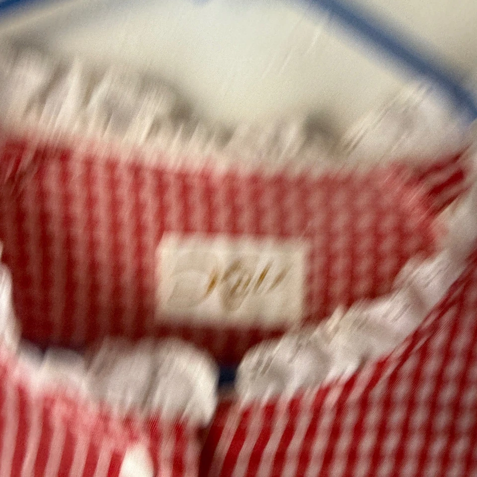 Camisón vintage Katz rojo guinga con volantes ribete de encaje manga larga cabaña prarie Foto 2 de 4