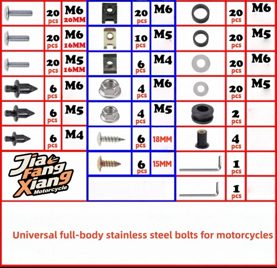  Para Yamaha 2007-2008 YZF-R1 R1 Carenado Pernos Carrocería Tornillos Kit Tuercas Foto 2 de 4