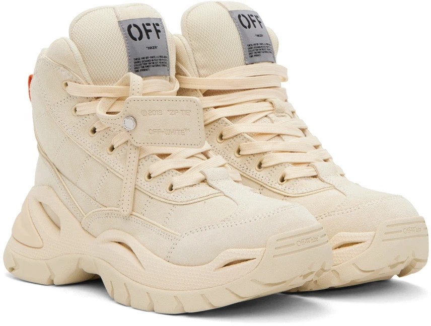 Off-White Hiker High Top Sneakers Men's 11US Beige Lace Up Closure