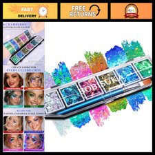 6 Color Multi Chrome Chunky Glitter Palette for Face, Body  Hair - Festival Mak