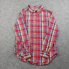Ralph Lauren Shirt Boys Small 8 Red Plaid Button Down Long Sleeve Cotton Pony