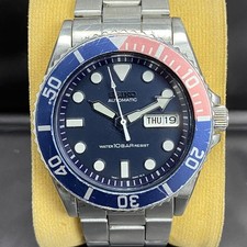 Rare Seiko SNZF15 Automatic 7S26-0040 Baby Urchin Blue Dial Pepsi Day Date Watch