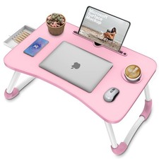Multi-Function Laptop Bed Table with Storage Drawer and Cup Holder, Lap Desk ...