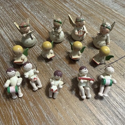 Vintage 1960s Wooden Hand Painted Angels Mini made in Germany orchestra/choir ￼