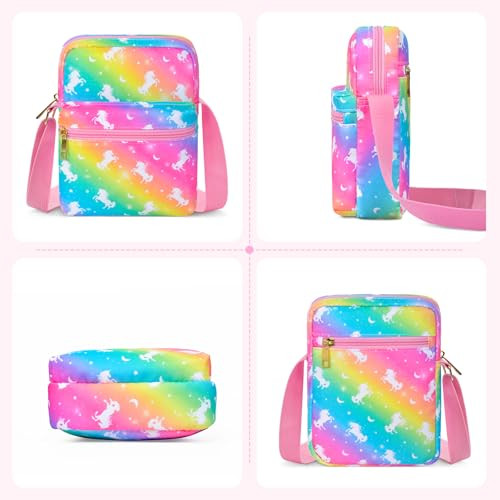 Girls Crossbody Purses for Kids Age 4-12 Purse for Medium Rainbow Unicorn - Picture 3 of 7