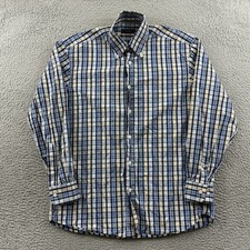 Canali Shirt Men Medium Blue Check Button Down Long Sleeve Casual Preppy Outdoor