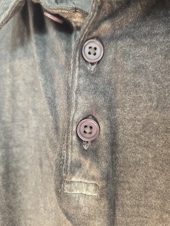 Camisa Polo John Varvatos Para Hombre Talla L Negra Mármol Tie Dye Lavado Manga Corta Foto 3 de 4