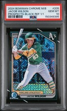 2024 BOWMAN MEGA BOX CHROME PROSPECTS BLACK REFRACTOR 1/1 JACOB WILSON PSA 10
