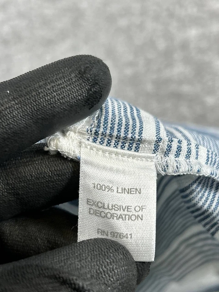 Camisa sin mangas J.Jill para mujer pequeña azul blanco lino Foto 4 de 4