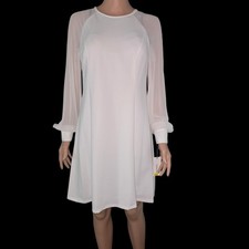 NWT Calvin Klein Illusion Sleeve A-line ivory Dress Women's 4