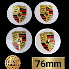 4 Porsche Silver Center Caps Concave 76mm Royal Crest 992 Cayenne 911 Carrera