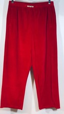 ST. JOHN SPORT Cotton Blend Velvet Elastic Waist Pockets Red Pants Size Large