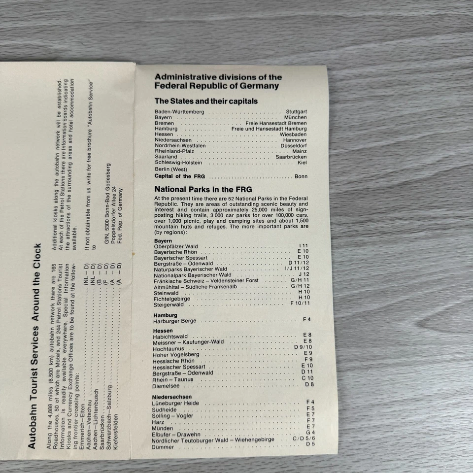 Vtg Map Federal Republic Of Germany & Berlin 1972 Guide Travel Historical Places - Image 3 of 4